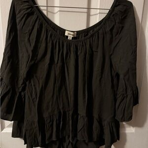 Metal swoop-Neck Peasant Top